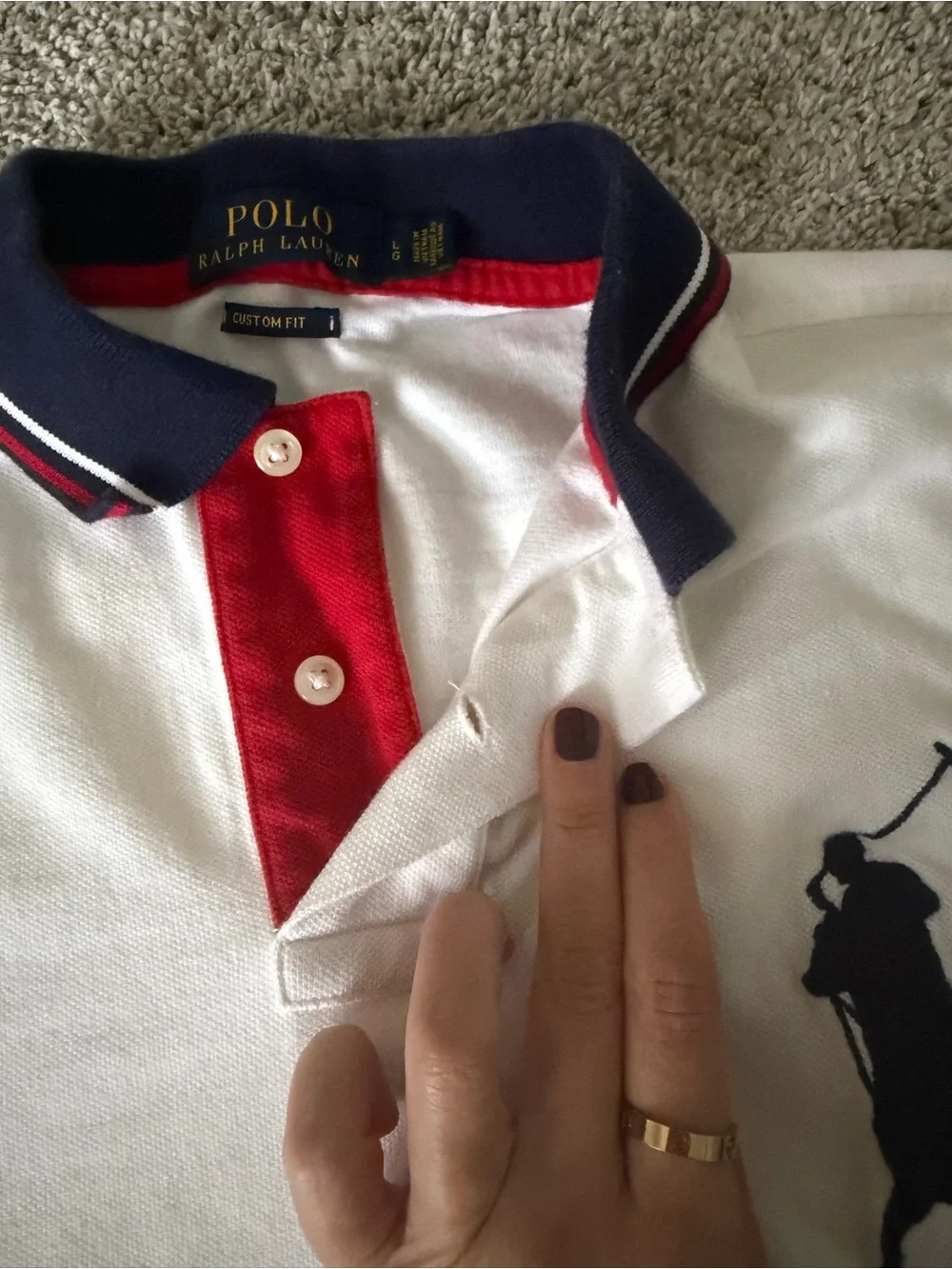 Ralph Lauren Big Pony Custom Fit White Polo Shirt